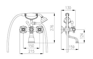 Смеситель для ванны Rav Slezak Morava Retro MK359.5/2BZ белый хром